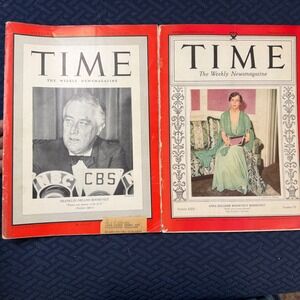 Vintage Time Magazine Lot 1933 Eleanor Roosevelt 1940 FDR Franklin D‎ Roosevelt